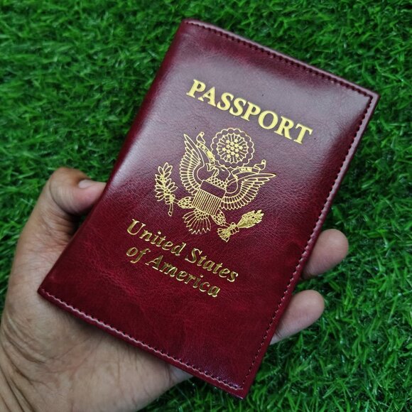 Leather Passport Cover, Leather Passport Holder - Picture 1 of 7